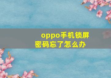 oppo手机锁屏 密码忘了怎么办